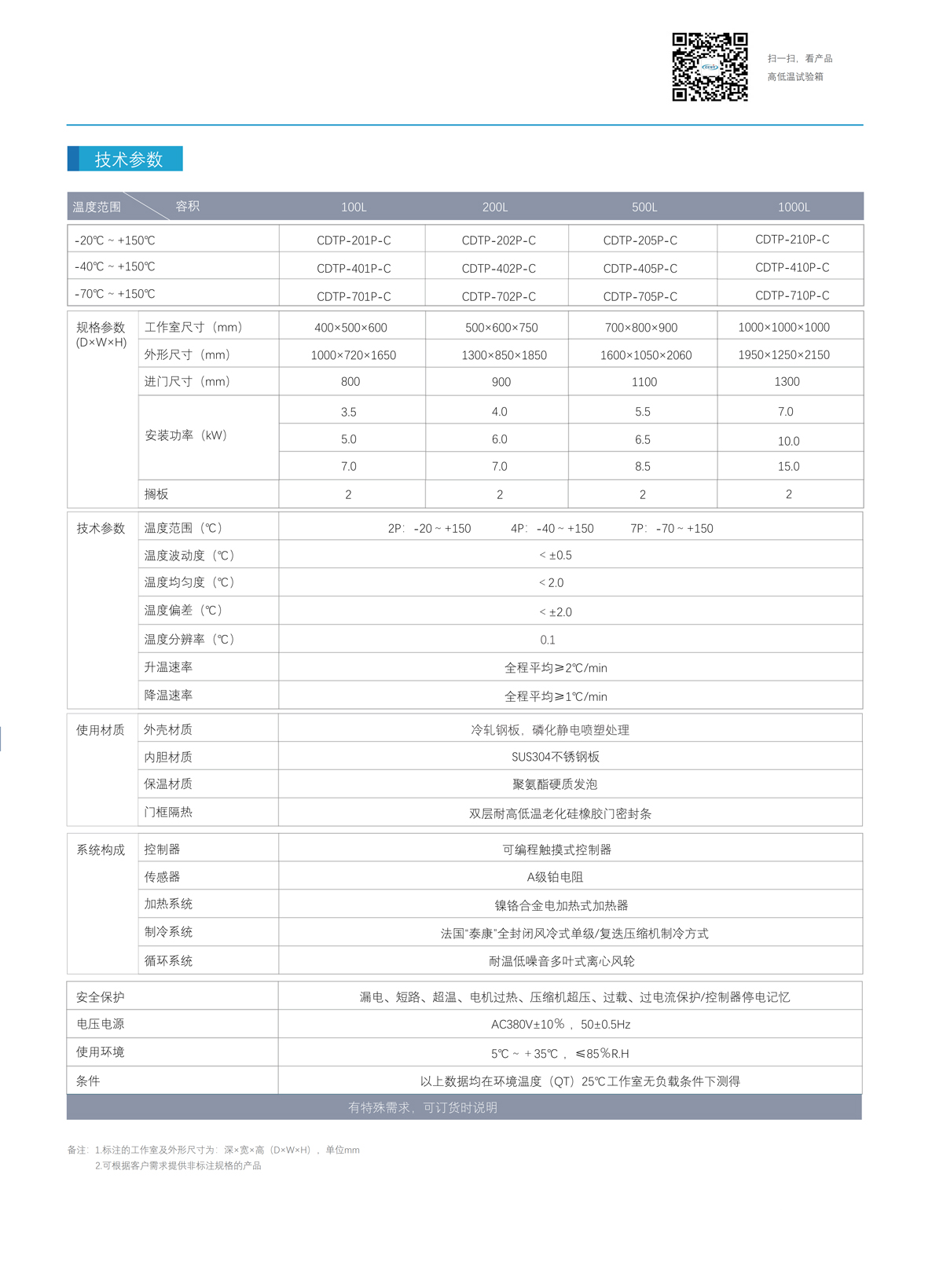 高低溫試驗箱技術參數(shù)